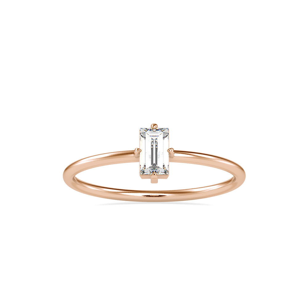 0.31Ct Baguette Solitaire Minimalist Lab-Grown Diamond Gold Ring