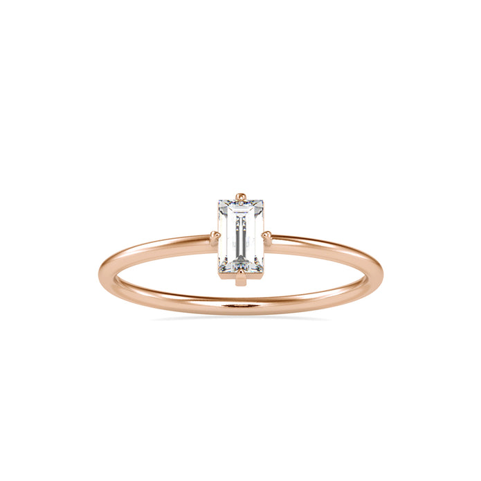0.31Ct Baguette Solitaire Minimalist Lab-Grown Diamond Gold Ring