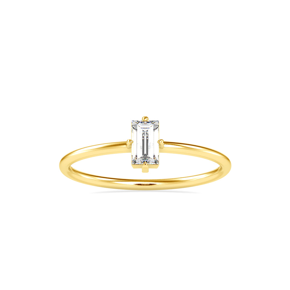 0.31Ct Baguette Solitaire Minimalist Lab-Grown Diamond Gold Ring