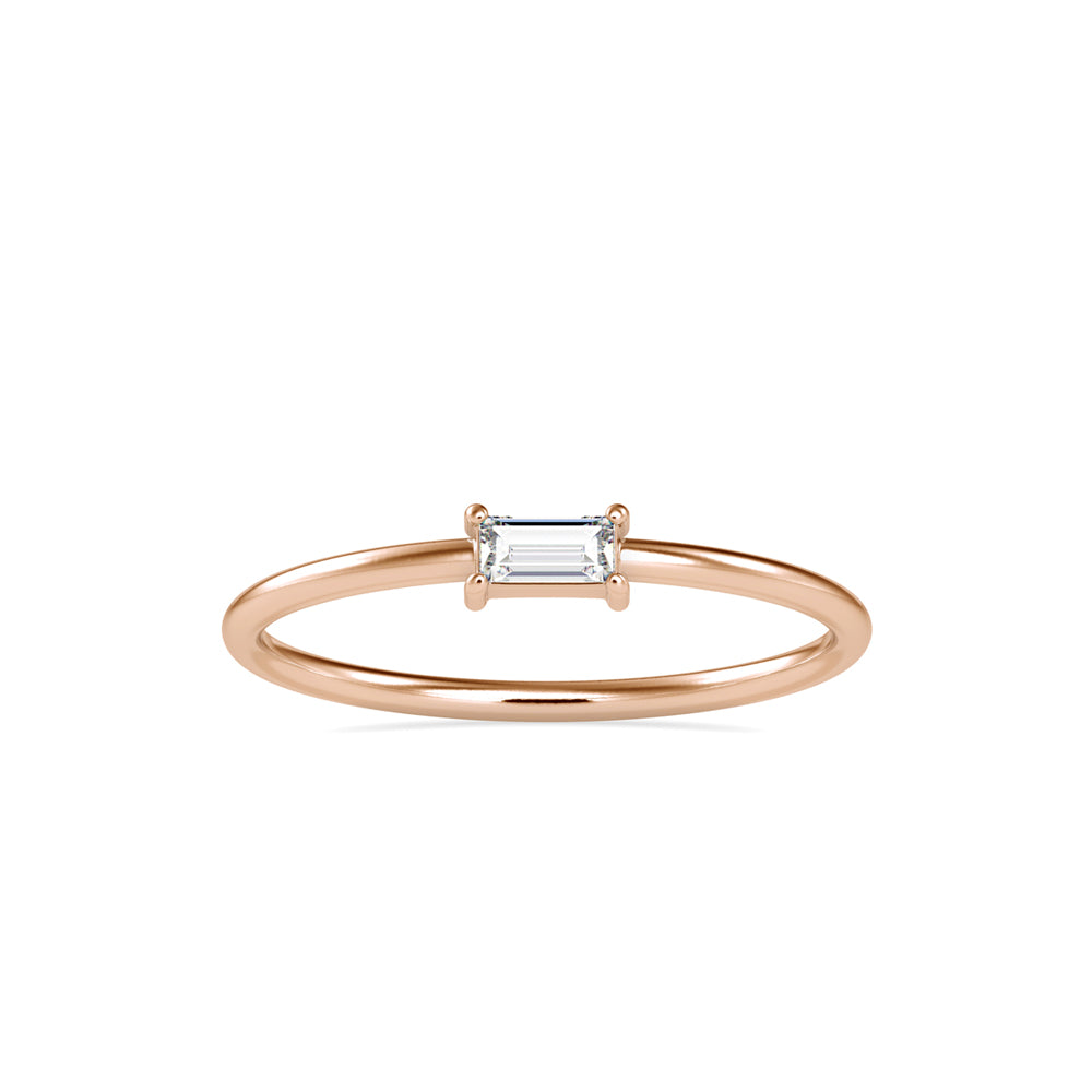 0.11Ct Baguette Prong Set Lab-Grown Diamond Gold Ring