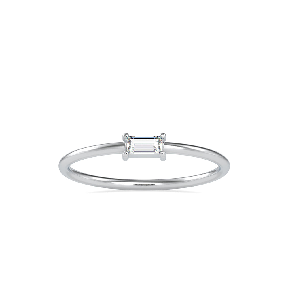 0.11Ct Baguette Prong Set Lab-Grown Diamond Gold Ring
