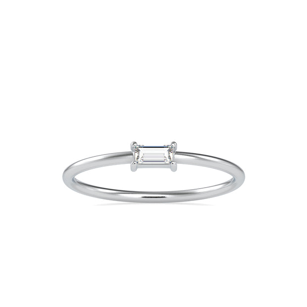 0.11Ct Baguette Prong Set Lab-Grown Diamond Gold Ring