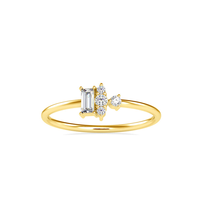 0.17Ct Baguette Prong Set Lab-Grown Diamond Gold Ring