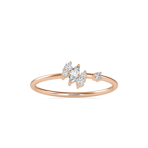 0.12Ct Marquise Prong Set Lab-Grown Diamond Gold Ring