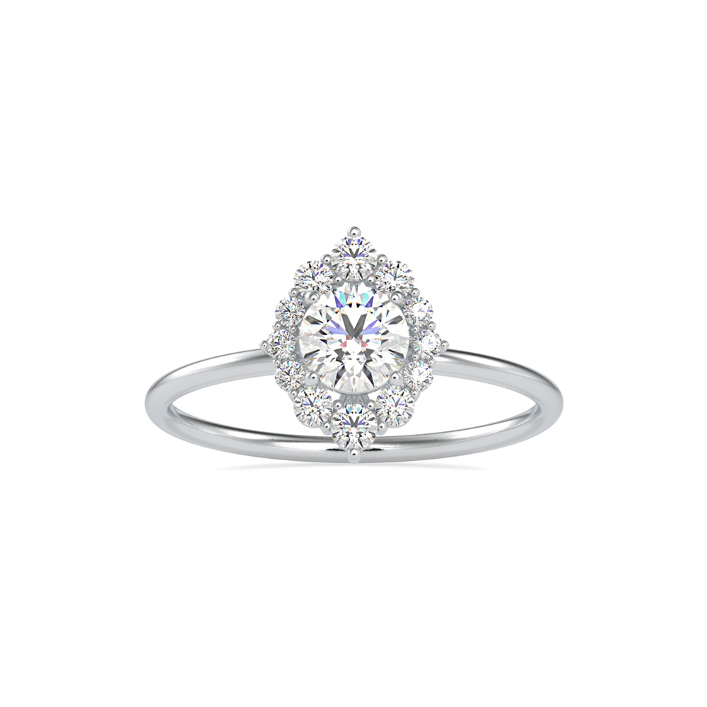 0.65Ct Round Halo Lab-Grown Diamond Gold Ring