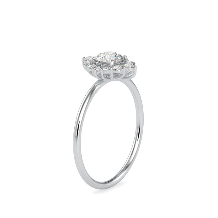 0.65Ct Round Halo Lab-Grown Diamond Gold Ring
