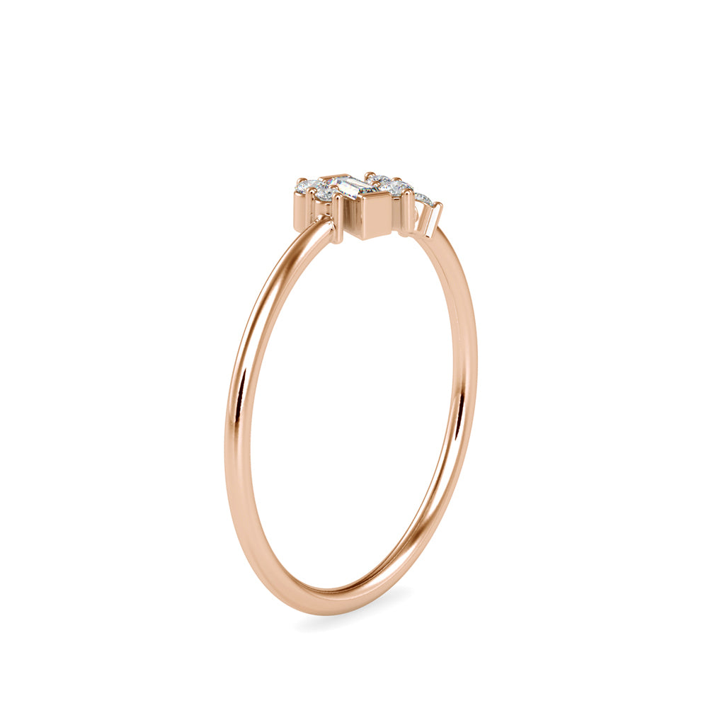 0.12Ct Baguette Bar Set Lab-Grown Diamond Gold Ring