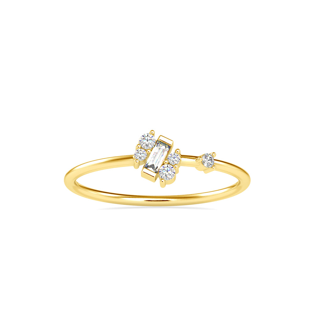 0.12Ct Baguette Bar Set Lab-Grown Diamond Gold Ring