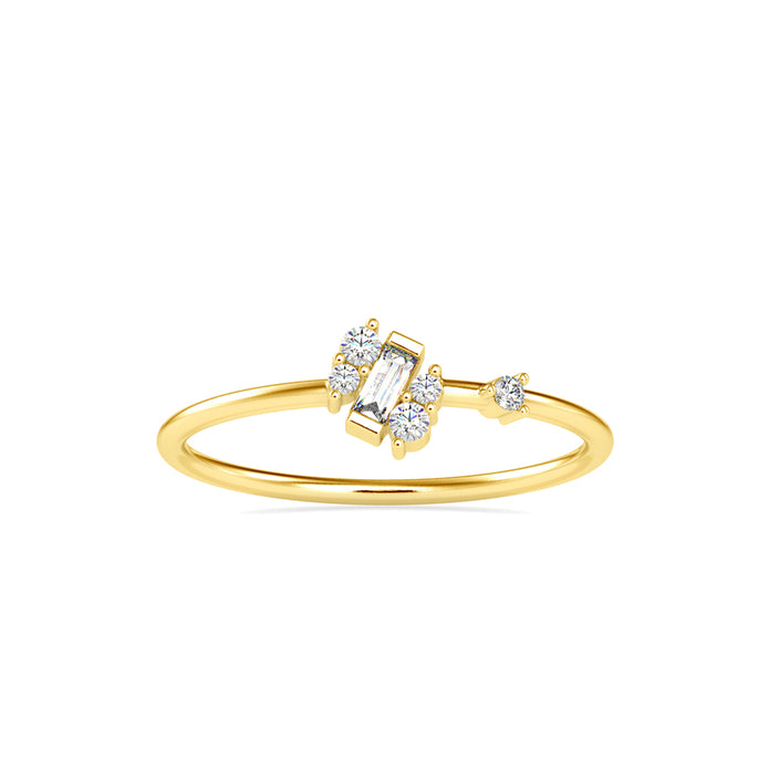 0.12Ct Baguette Bar Set Lab-Grown Diamond Gold Ring