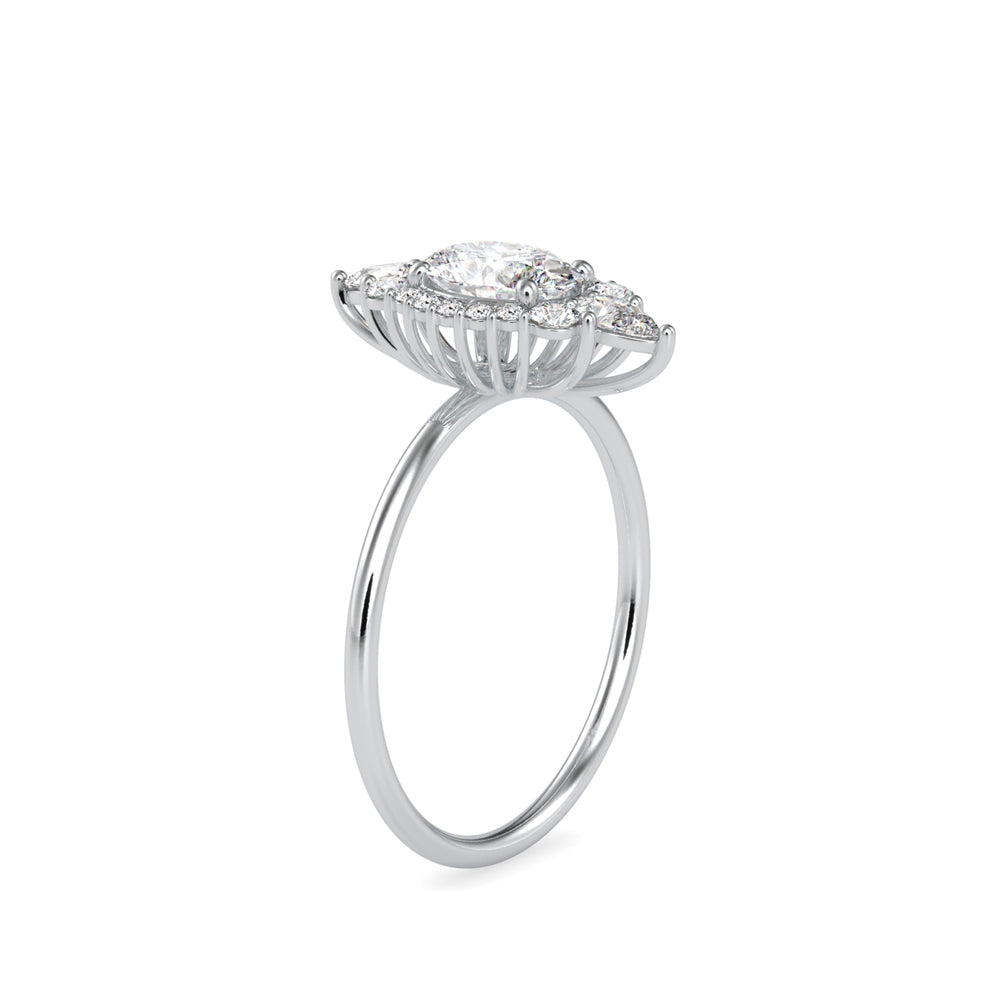 1.03Ct Elongated Oval Halo Lab-Grown Diamond Gold Ring