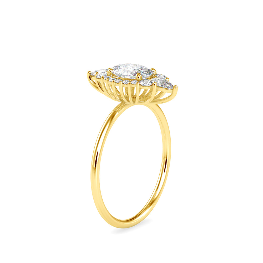 1.03Ct Elongated Oval Halo Lab-Grown Diamond Gold Ring
