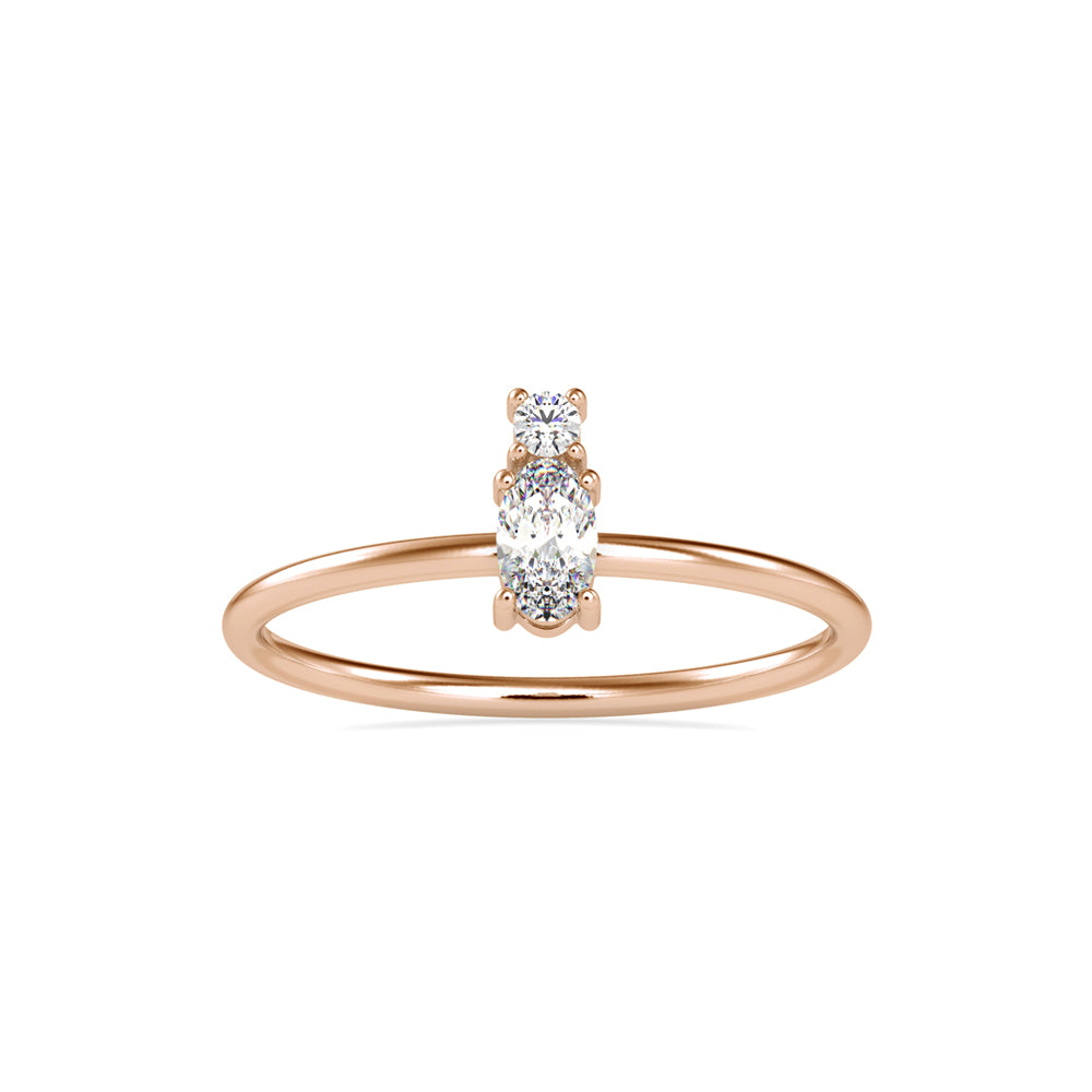 0.20Ct Round Oval Two Stone Lab-Grown Diamond Gold Ring