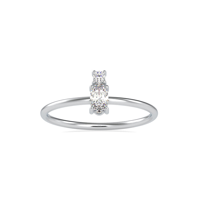 0.20Ct Round Oval Two Stone Lab-Grown Diamond Gold Ring