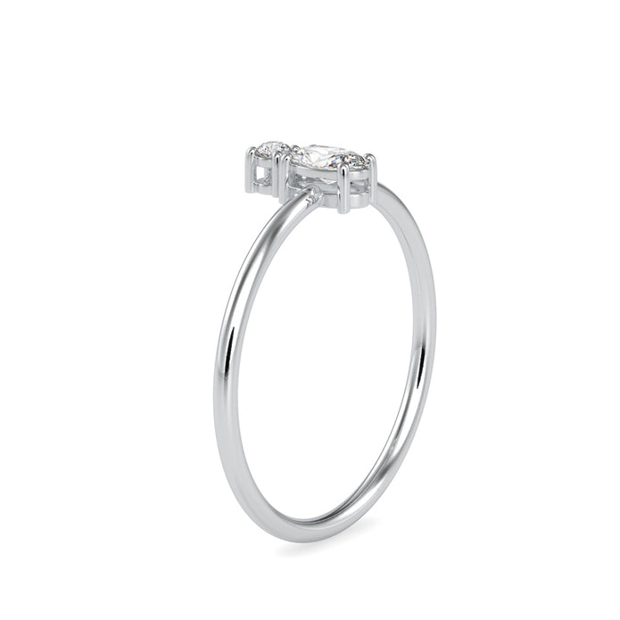 0.20Ct Round Oval Two Stone Lab-Grown Diamond Gold Ring