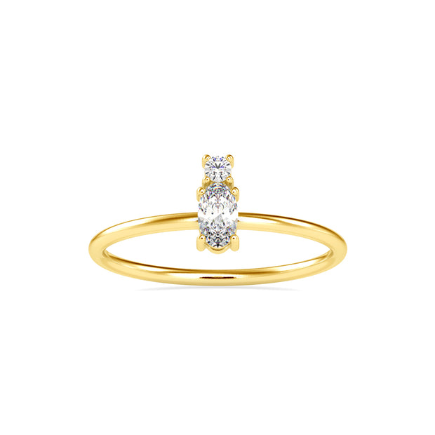 0.20Ct Round Oval Two Stone Lab-Grown Diamond Gold Ring