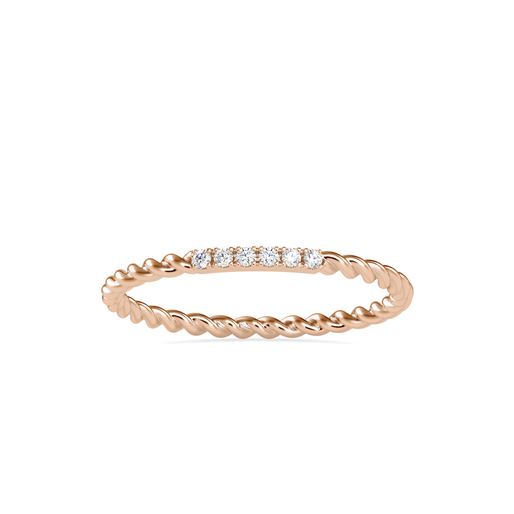 0.04Ct Twisted Round Pave Lab-Grown Diamond Gold Ring