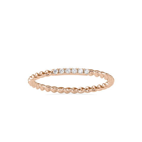 0.04Ct Twisted Round Pave Lab-Grown Diamond Gold Ring