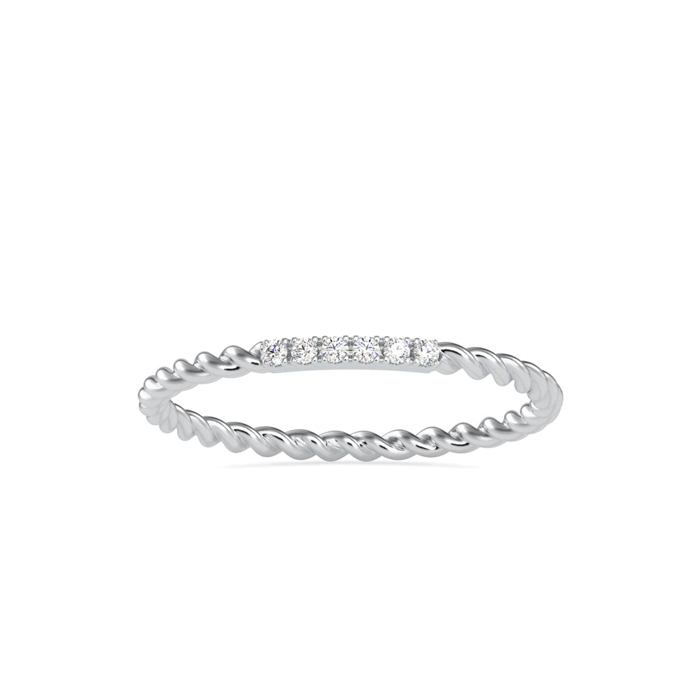 0.04Ct Twisted Round Pave Lab-Grown Diamond Gold Ring