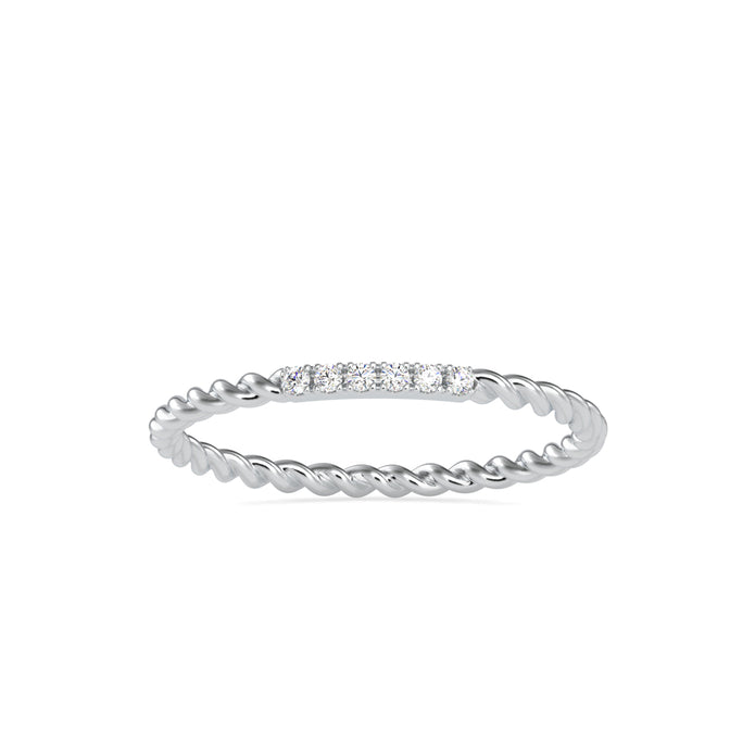0.04Ct Twisted Round Pave Lab-Grown Diamond Gold Ring