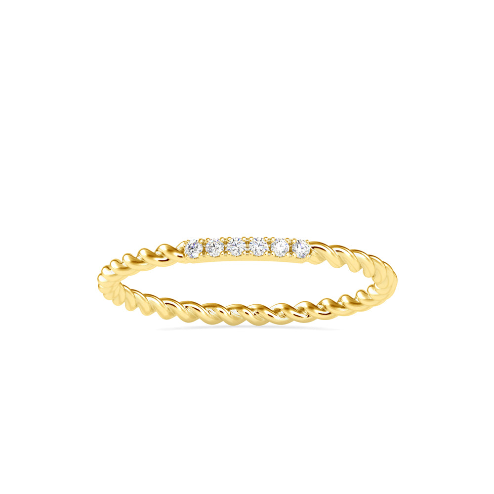 0.04Ct Twisted Round Pave Lab-Grown Diamond Gold Ring