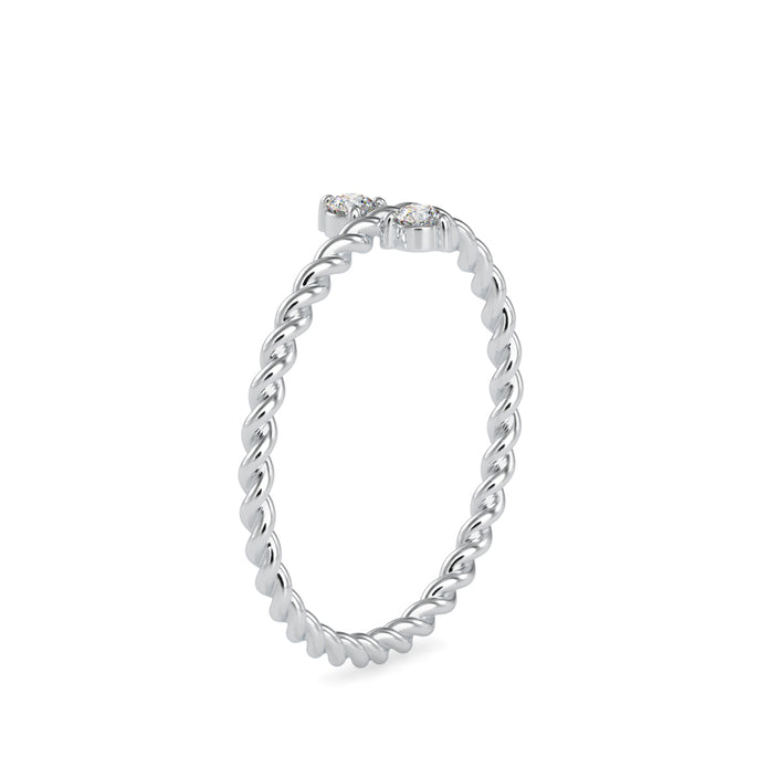 0.08Ct Twisted Round Two Stone Lab-Grown Diamond Gold Ring