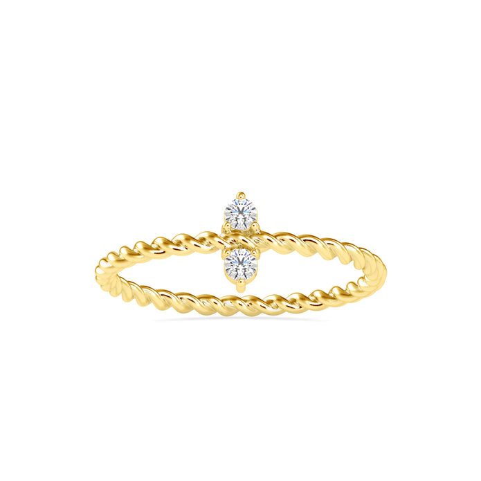 0.08Ct Twisted Round Two Stone Lab-Grown Diamond Gold Ring