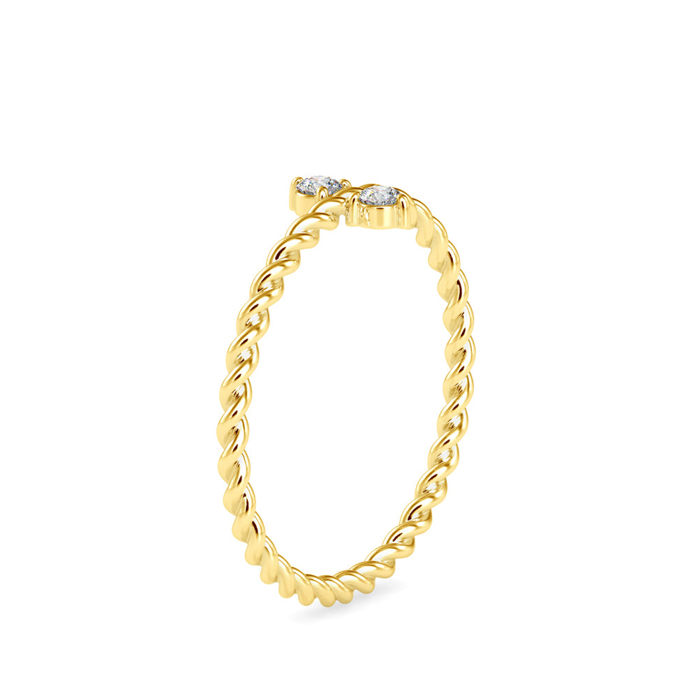 0.08Ct Twisted Round Two Stone Lab-Grown Diamond Gold Ring