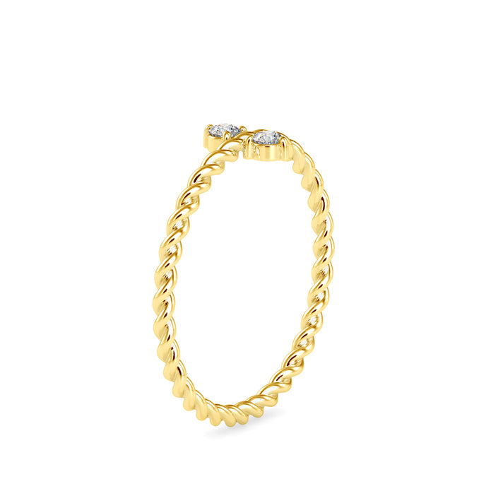0.08Ct Twisted Round Two Stone Lab-Grown Diamond Gold Ring