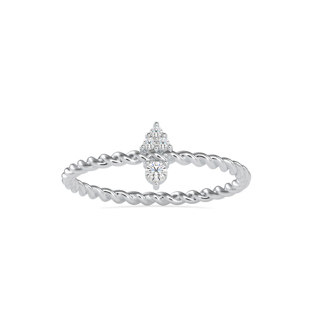 0.06Ct Twisted Round Prong Lab-Grown Diamond Gold Ring