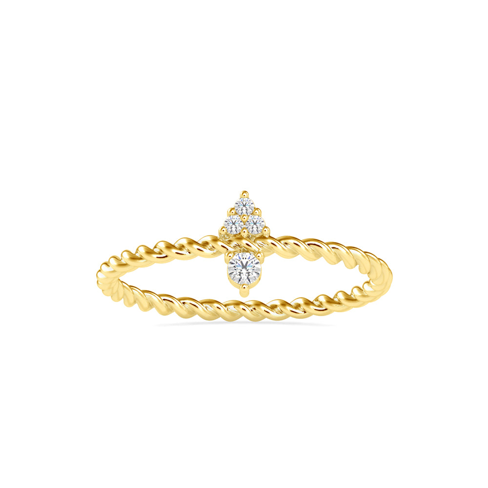 0.06Ct Twisted Round Prong Lab-Grown Diamond Gold Ring