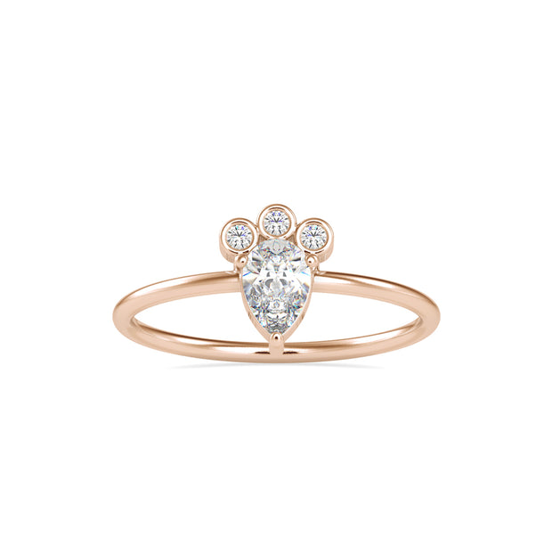 0.39Ct Crown Style Pear Prong Lab-Grown Diamond Gold Ring