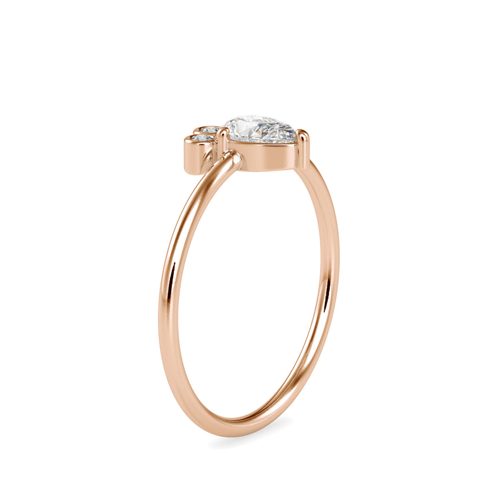 0.39Ct Crown Style Pear Prong Lab-Grown Diamond Gold Ring