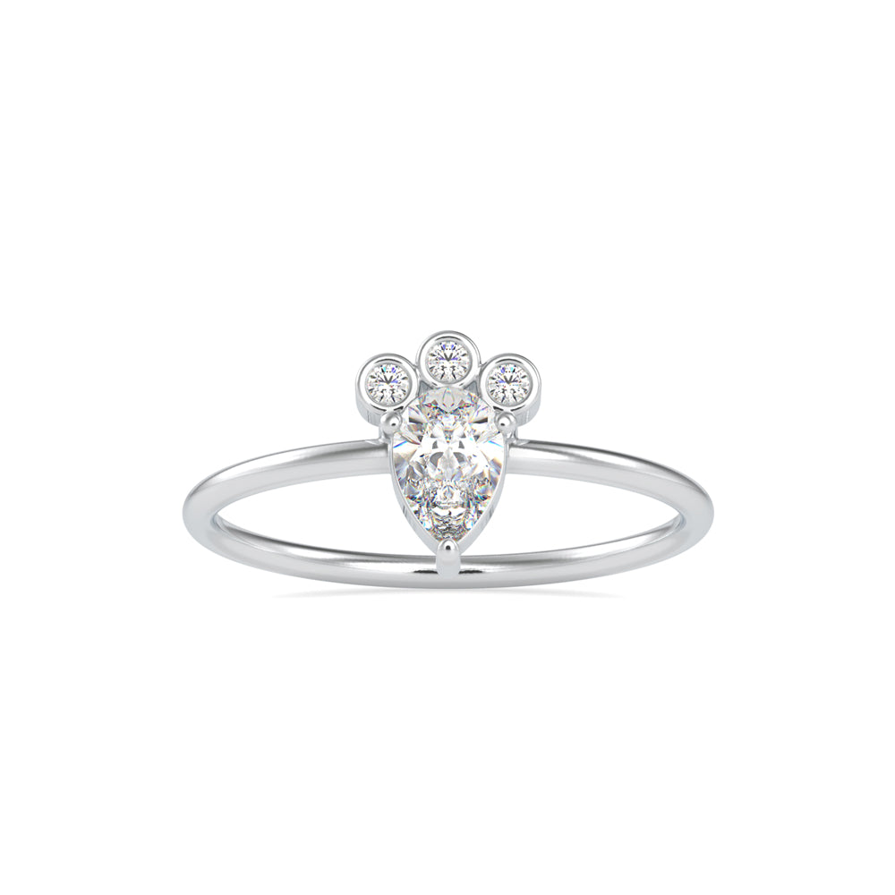 0.39Ct Crown Style Pear Prong Lab-Grown Diamond Gold Ring