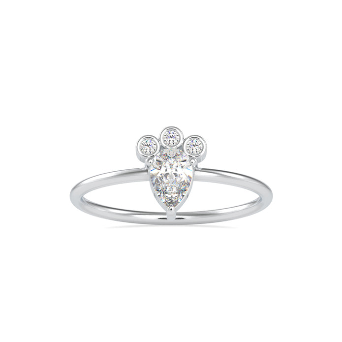 0.39Ct Crown Style Pear Prong Lab-Grown Diamond Gold Ring
