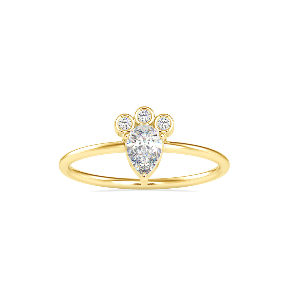 0.39Ct Crown Style Pear Prong Lab-Grown Diamond Gold Ring
