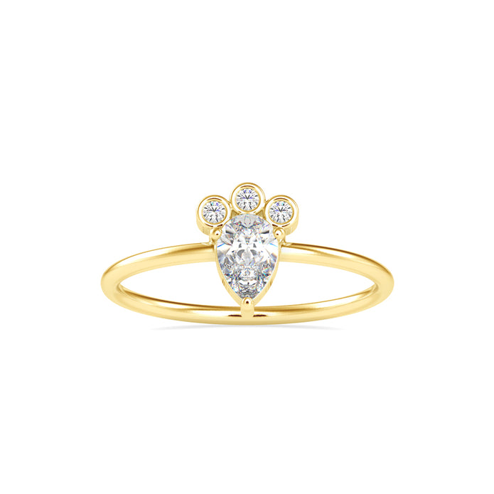 0.39Ct Crown Style Pear Prong Lab-Grown Diamond Gold Ring