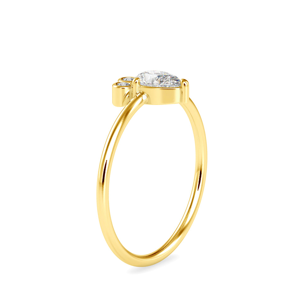 0.39Ct Crown Style Pear Prong Lab-Grown Diamond Gold Ring
