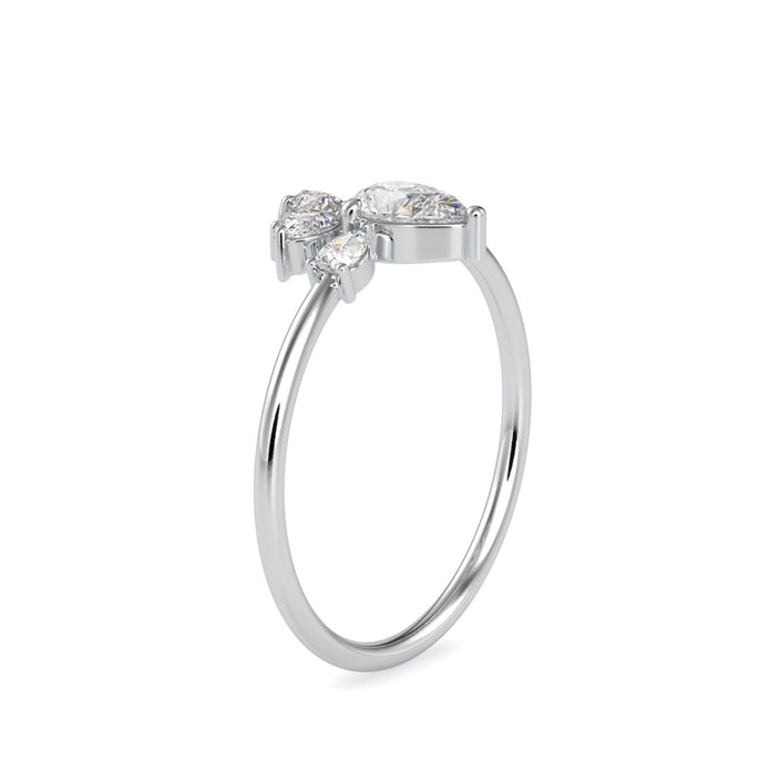 0.63Ct Pear Prong With Cluster Lab-Grown Diamond Gold Ring