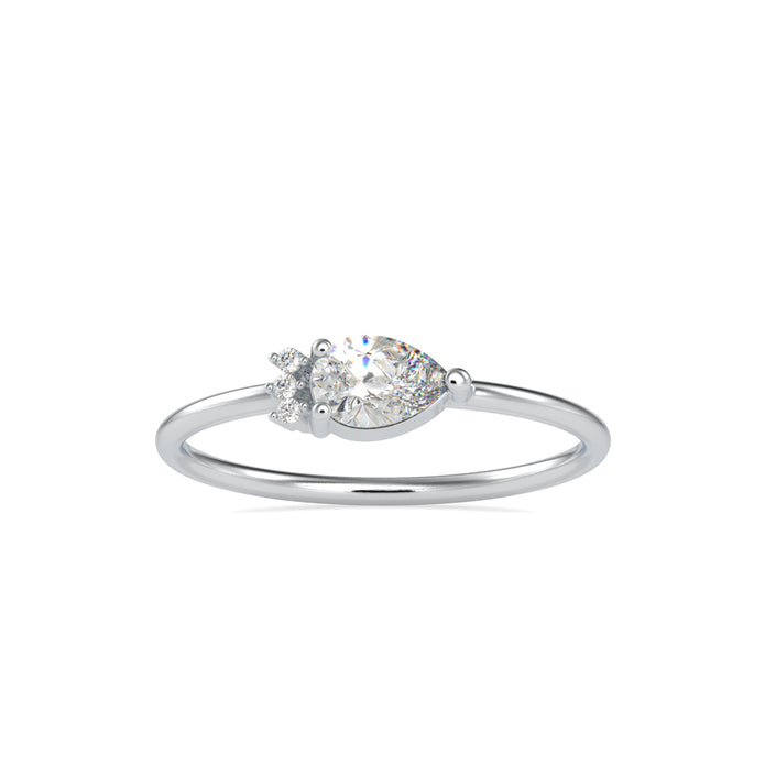 0.37Ct Pear Shape Prong Set Lab-Grown Diamond Gold Ring