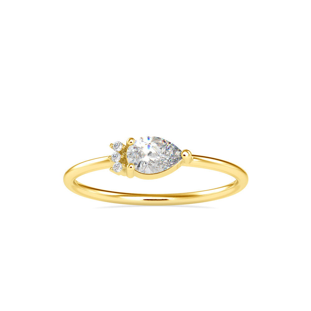 0.37Ct Pear Shape Prong Set Lab-Grown Diamond Gold Ring
