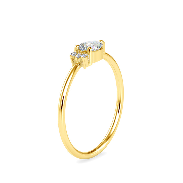 0.37Ct Pear Shape Prong Set Lab-Grown Diamond Gold Ring