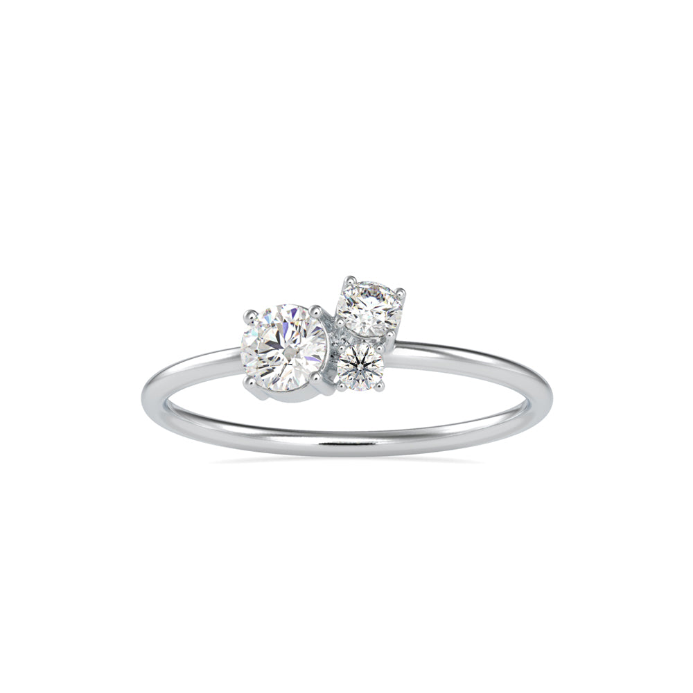 0.32Ct Round Prong With Cluster Lab-Grown Diamond Gold Ring