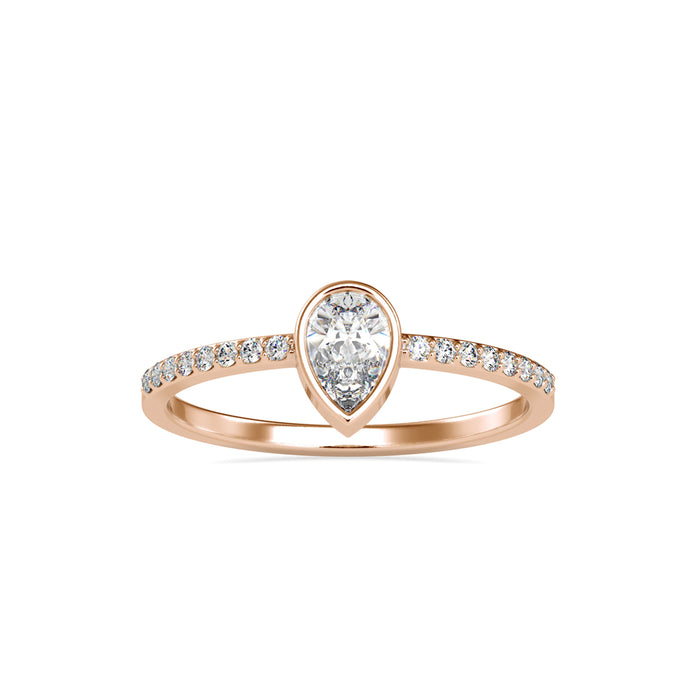 0.43Ct Pear Shape Bezel Set Lab-Grown Diamond Gold Ring