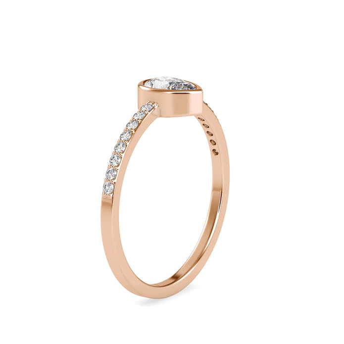 0.43Ct Pear Shape Bezel Set Lab-Grown Diamond Gold Ring