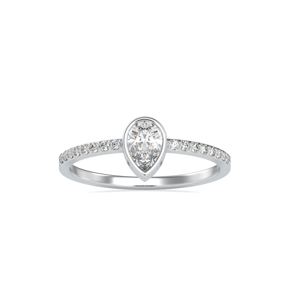 0.43Ct Pear Shape Bezel Set Lab-Grown Diamond Gold Ring