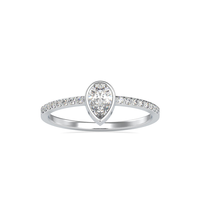0.43Ct Pear Shape Bezel Set Lab-Grown Diamond Gold Ring