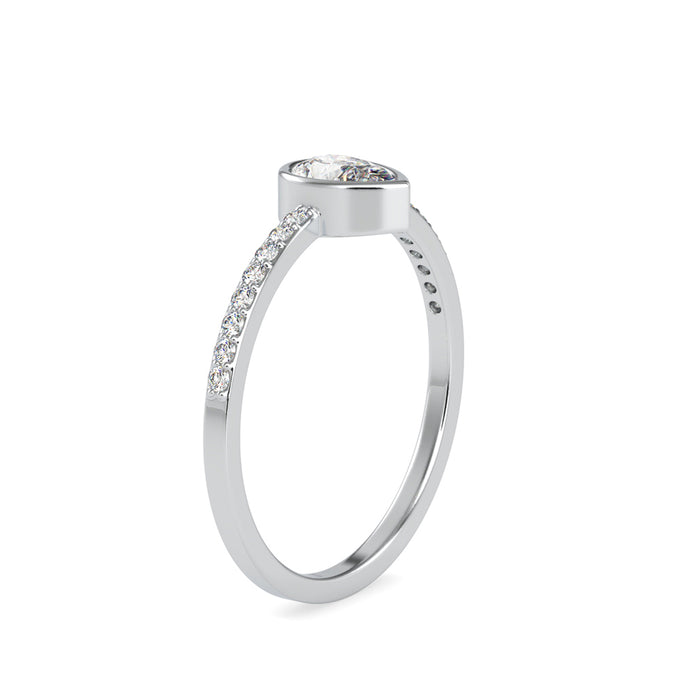 0.43Ct Pear Shape Bezel Set Lab-Grown Diamond Gold Ring