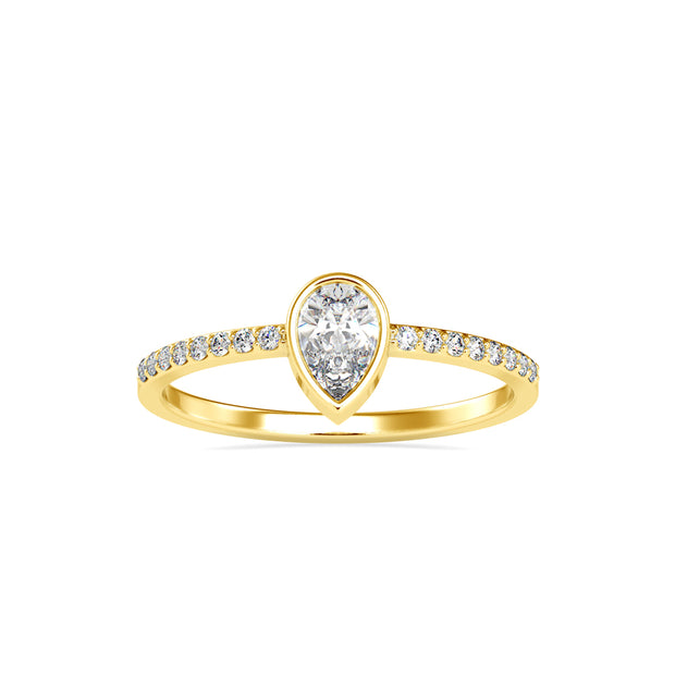 0.43Ct Pear Shape Bezel Set Lab-Grown Diamond Gold Ring