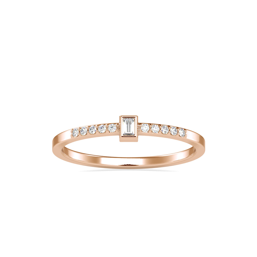 0.08Ct Minimalist Baguette Bezel Lab-Grown Diamond Gold Ring