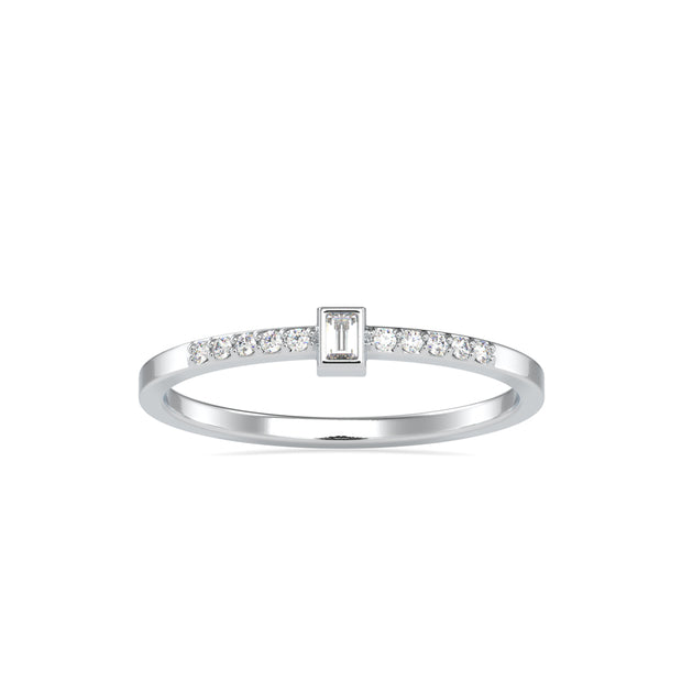 0.08Ct Minimalist Baguette Bezel Lab-Grown Diamond Gold Ring